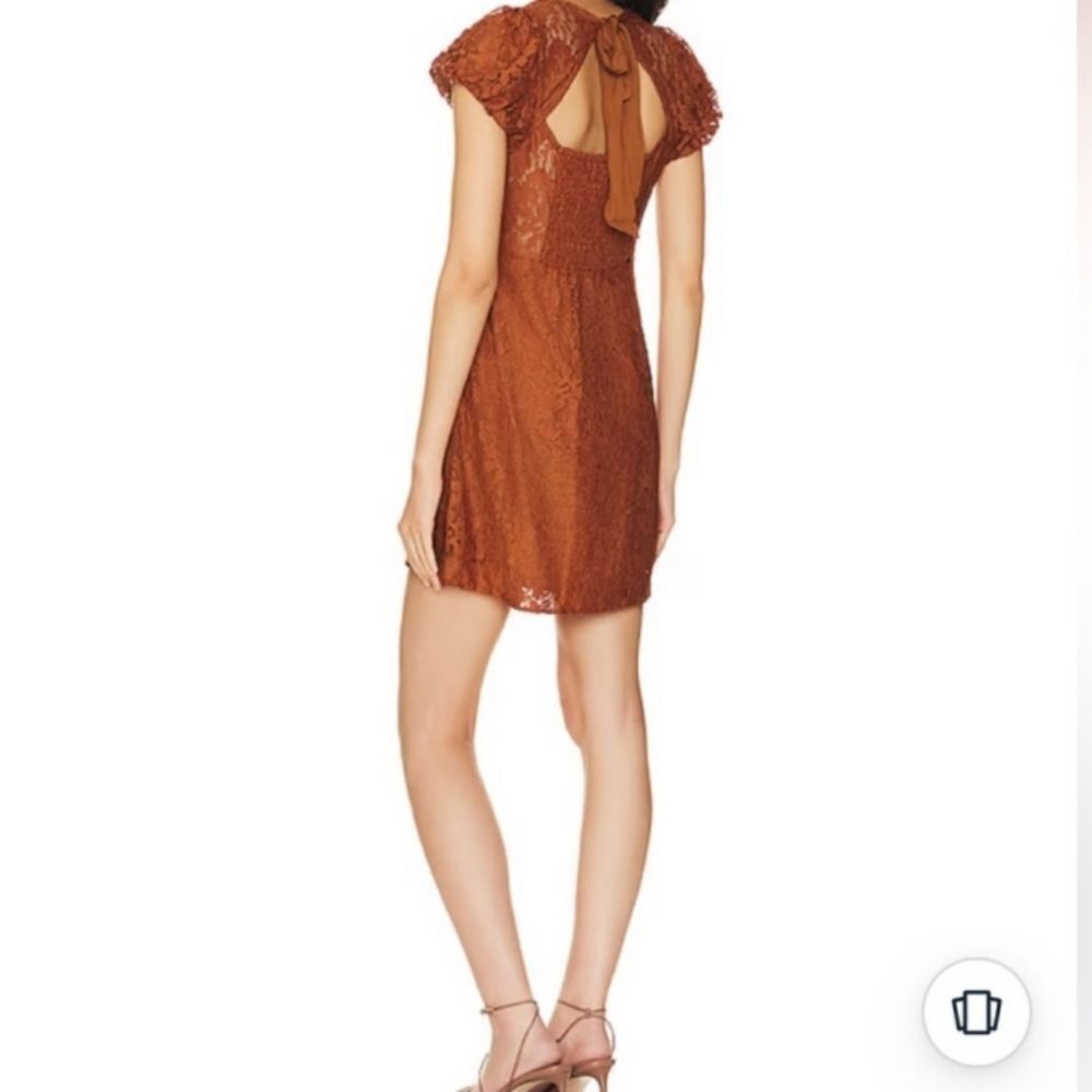 Free People Hailee copper lace short puff sleeve mini dress (M) - Picture 11 of 13